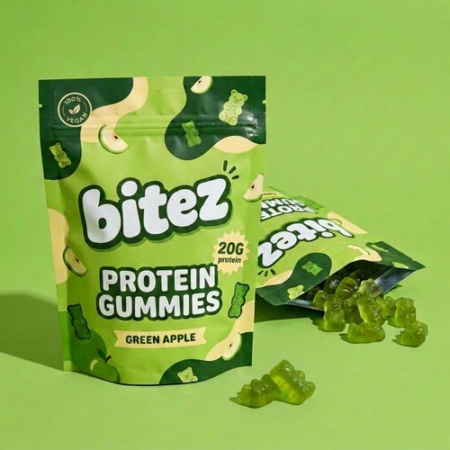 green apple bitez bag with translucent green gummy bears
